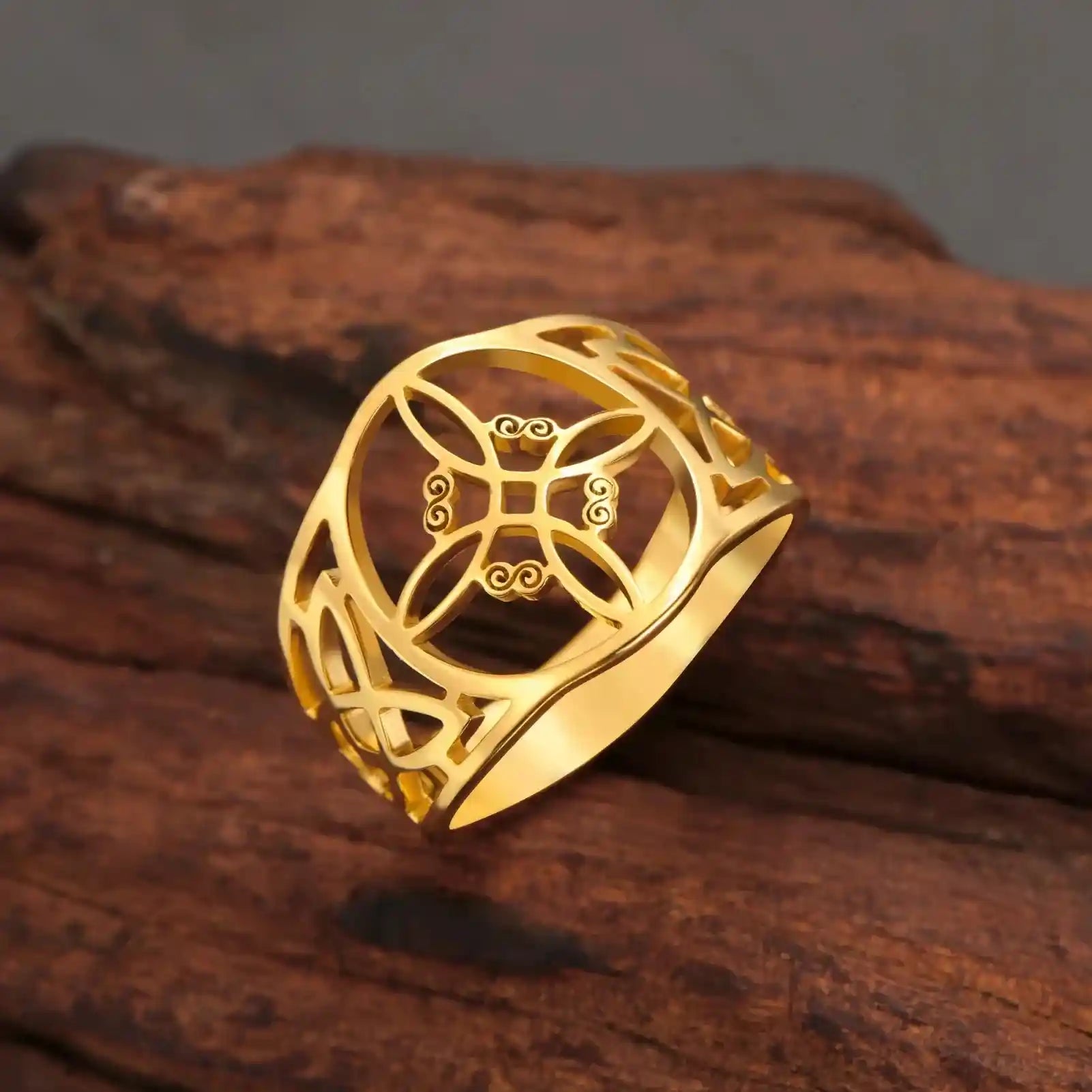 Witch Knot Rings for Women Men Stainless Steel Vintage Amulet Finger Ring - Pedlar's Attic