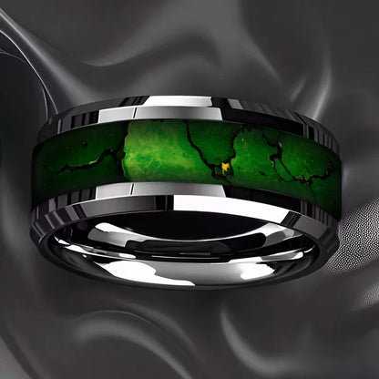 Nebula Forge Ring — Galaxy Inlay Stainless Steel Band