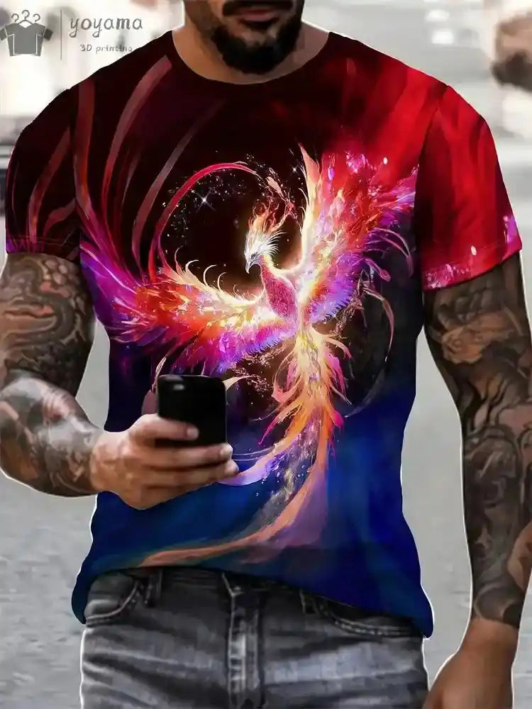 Fire & Scales – Dragon & Phoenix 3D Print Unisex Tee