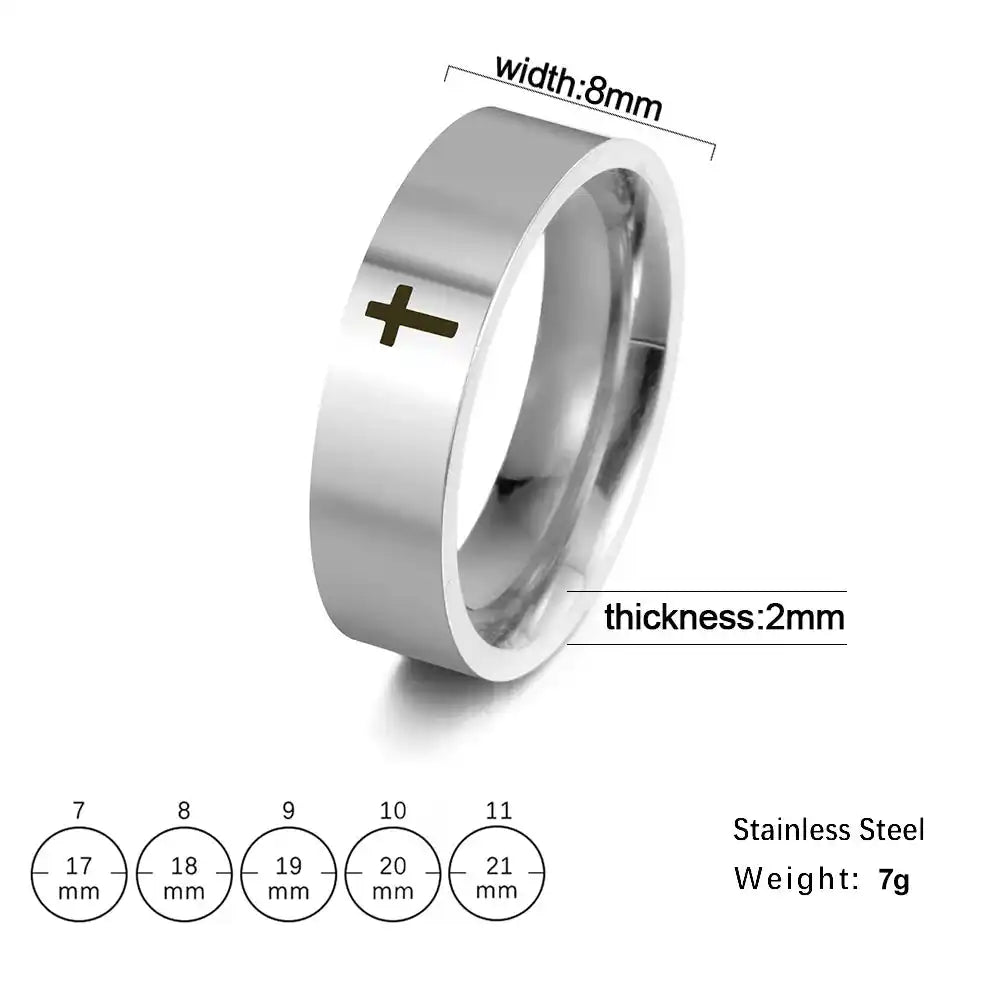 Bound by the Cross — Gothic Stainless Steel Couple Ring