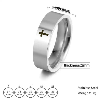 Bound by the Cross — Gothic Stainless Steel Couple Ring
