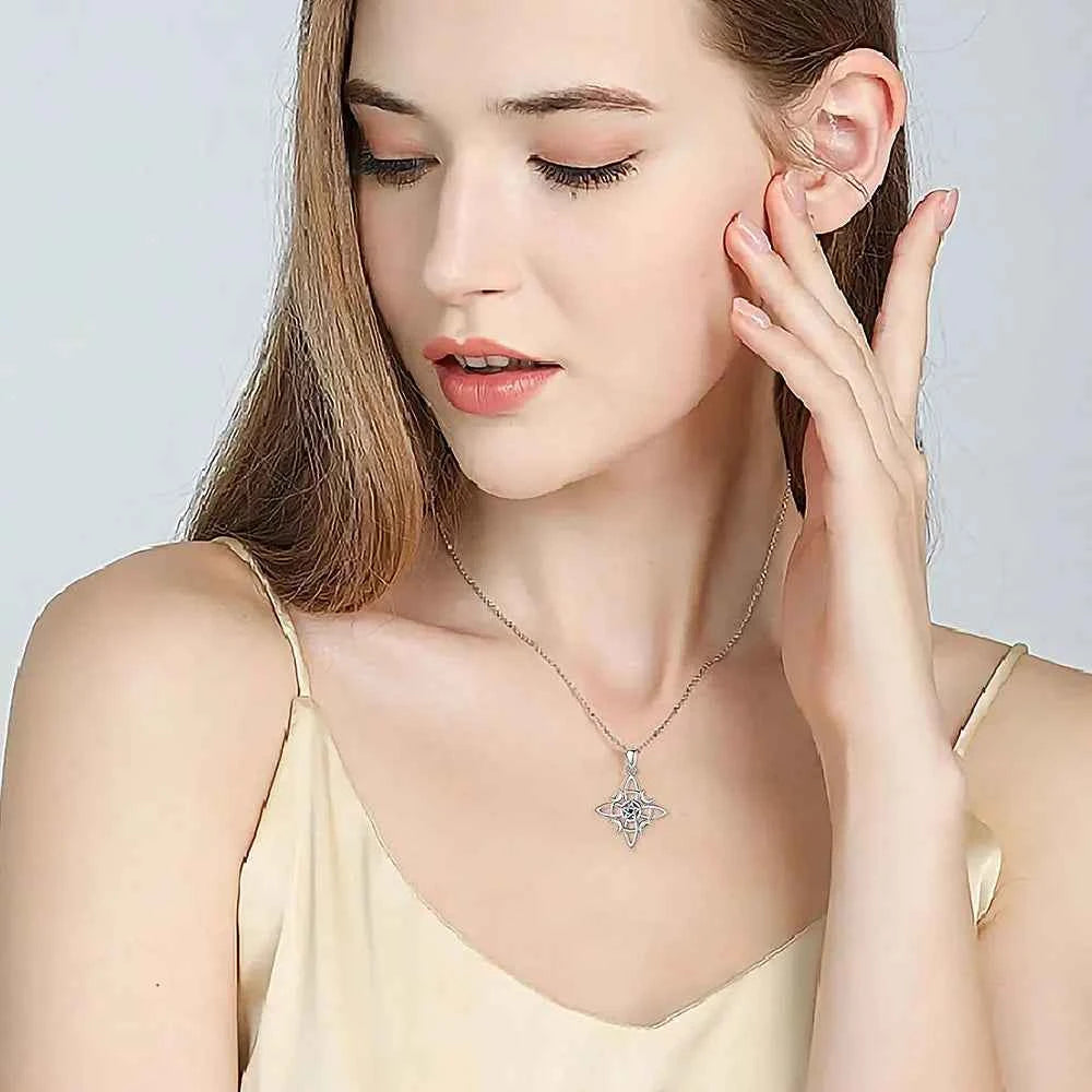 Celtic Knot Triple Moon Goddess Geometry Necklace