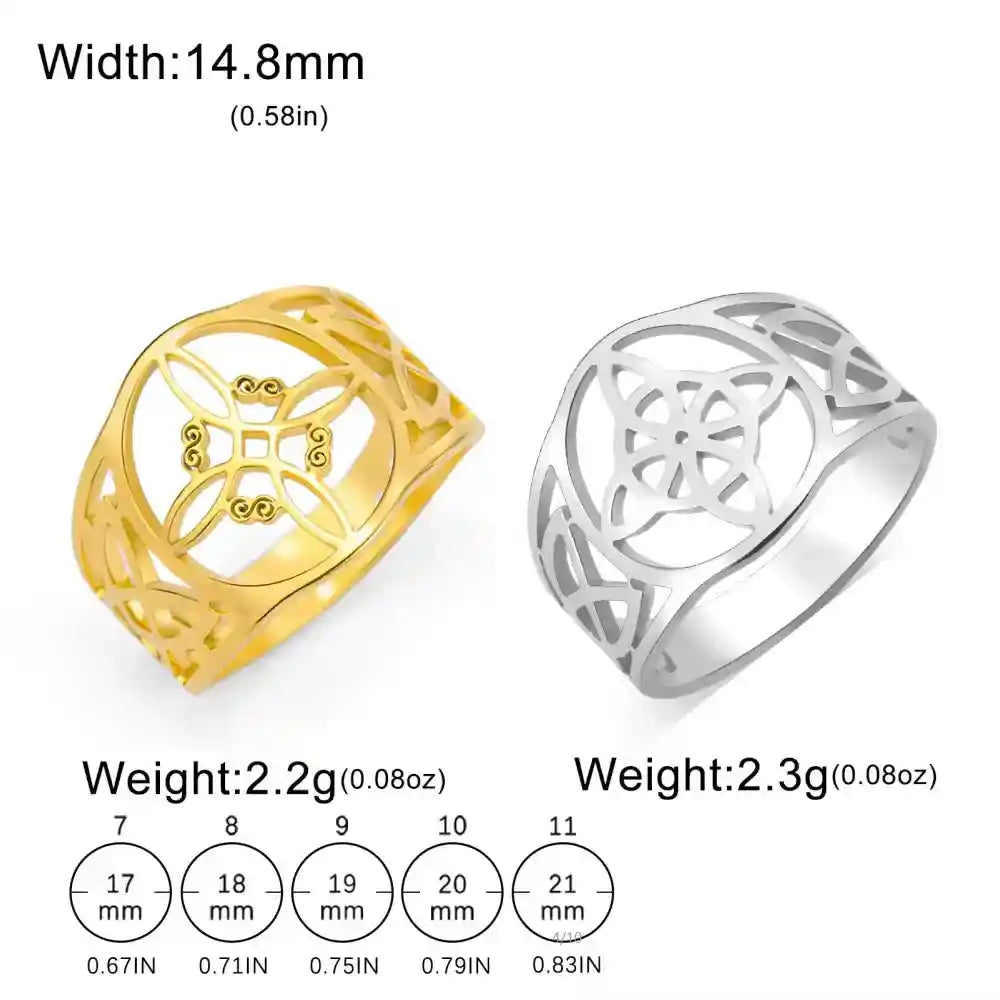 Witch Knot Rings for Women Men Stainless Steel Vintage Amulet Finger Ring - Pedlar's Attic