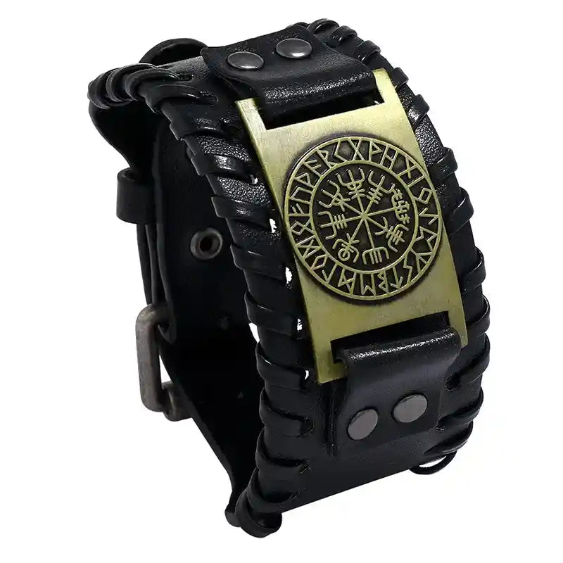 Nordic/ Viking Compass Leather Bracelet - Pedlar's Attic