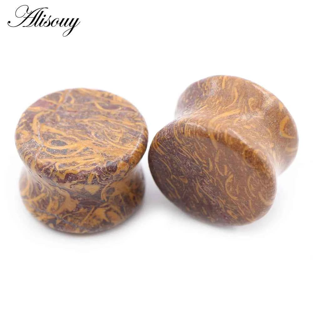 Alisouy 2PCS Natural Organic Stone Ear Plugs