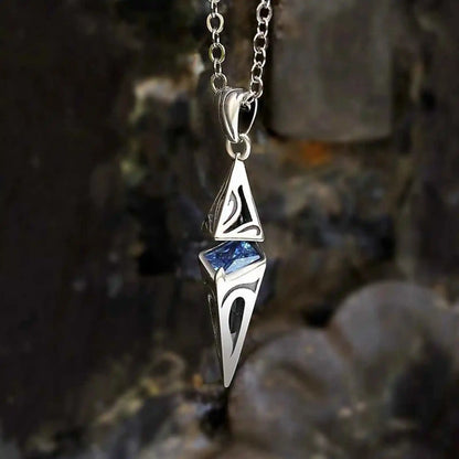 Stylish Blue Stone Man Necklaces Stainless Steel Jewelry Cube Pendant Collar Birthday Party Dad Boyfriend Valentine Gifts - Pedlar's Attic