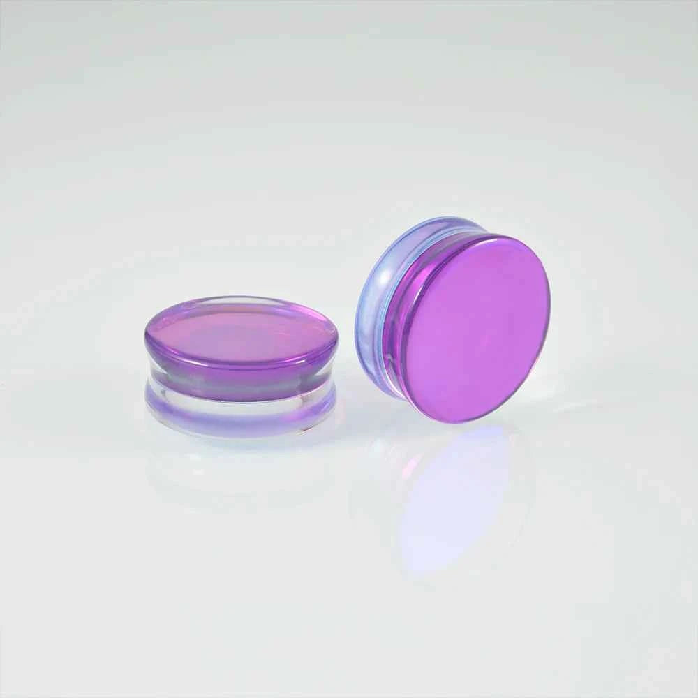 1PC Natural Glass Double Flared Ear Plugs Ear Tunnel Gauge