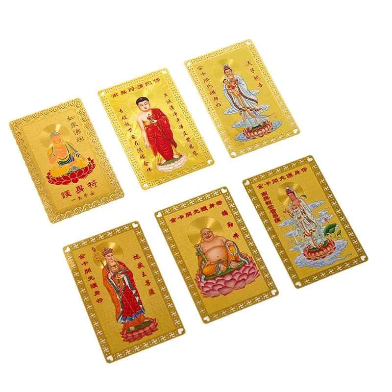 Collection Tibetan Buddhism Exquisite Copper Card Amulet Thangka Fortune Card Buddha Safe And Good Luck Card Gift