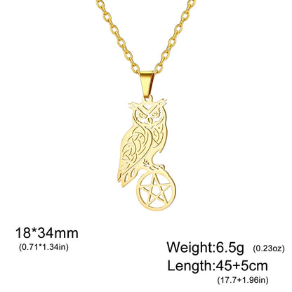 The Owl Pentacle — Stainless Steel Totem Necklace