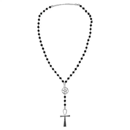 The Old Agreements — Ankh & Pentagram Wiccan Rosary Necklace
