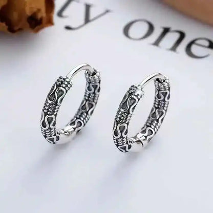Vintage Simple Small Hoop Earrings Stainless Steel Hypoallergenic Earrings for Men Women Cool Indian Boho Jewelry - Pedlar's Attic