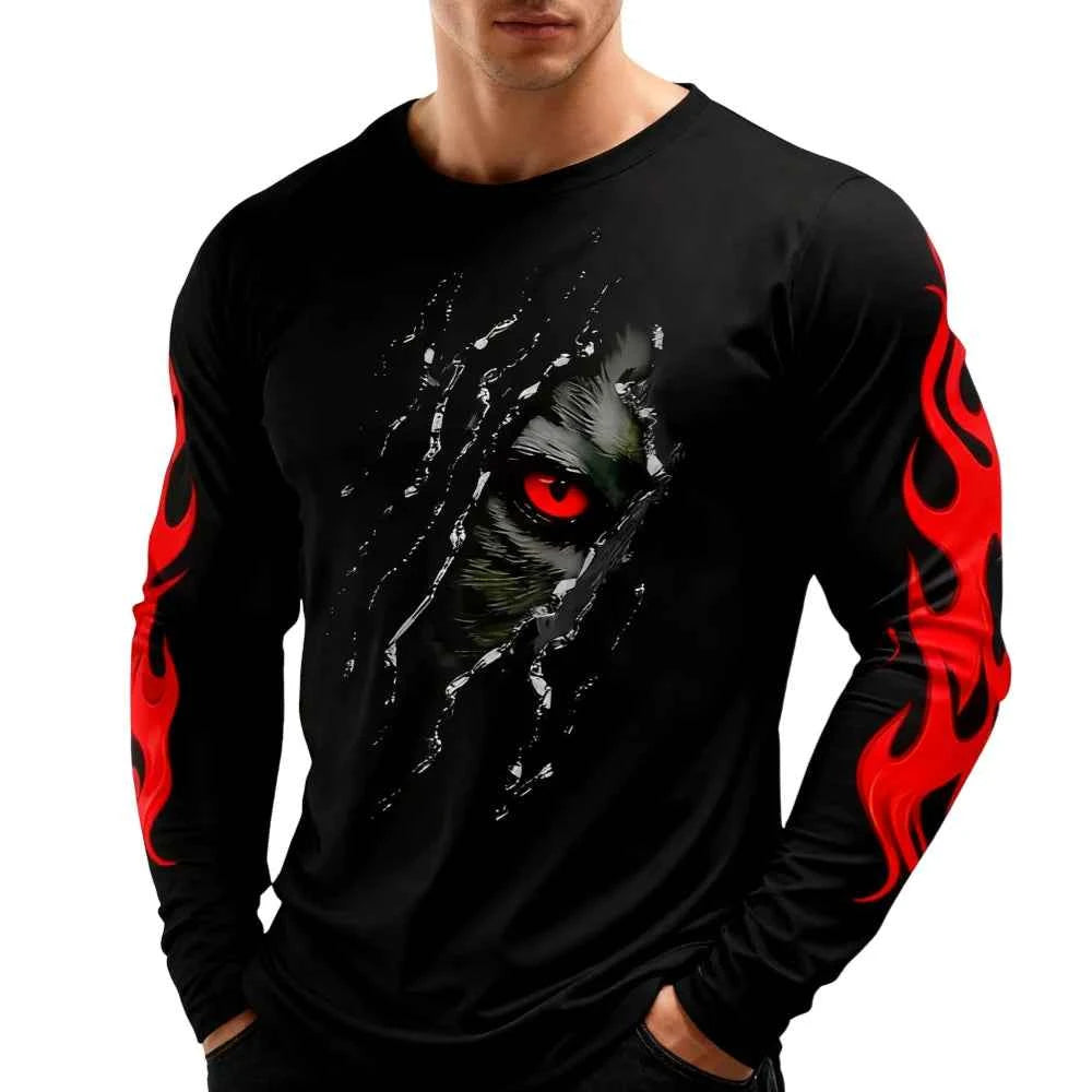 Men Clothing 3D Print Flame Scratch T-Shirt