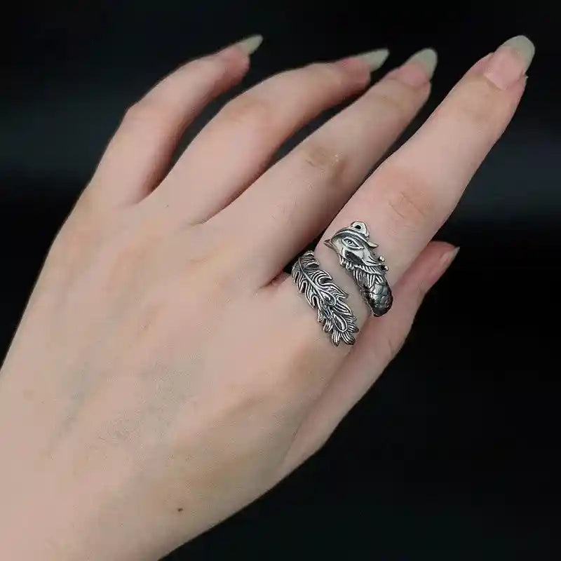 Vintage Chinese Style . Dragon and Phoenix Auspicious Ring - Pedlar's Attic