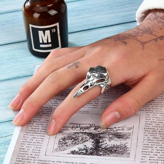 The Raven’s Passage — Adjustable Bird Skull Ring