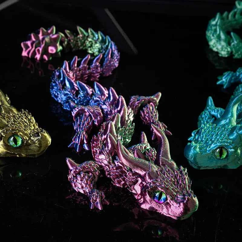 3D Printed Magic Dragon Movable Joint  Toy Rotatable Articulated Office Desktop Ornament Adults Kid Toy Crafts Gift - Pedlar's Attic