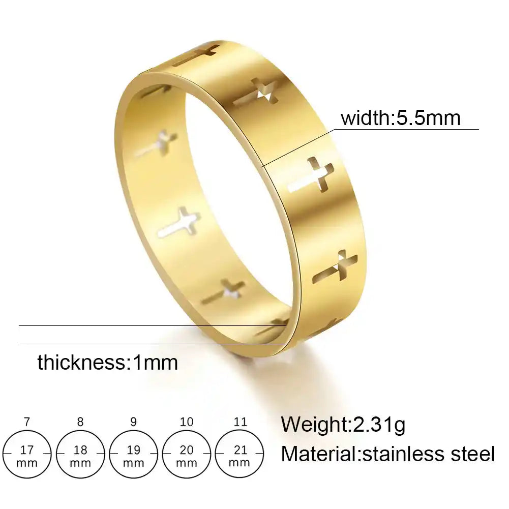 Bound by the Cross — Gothic Stainless Steel Couple Ring