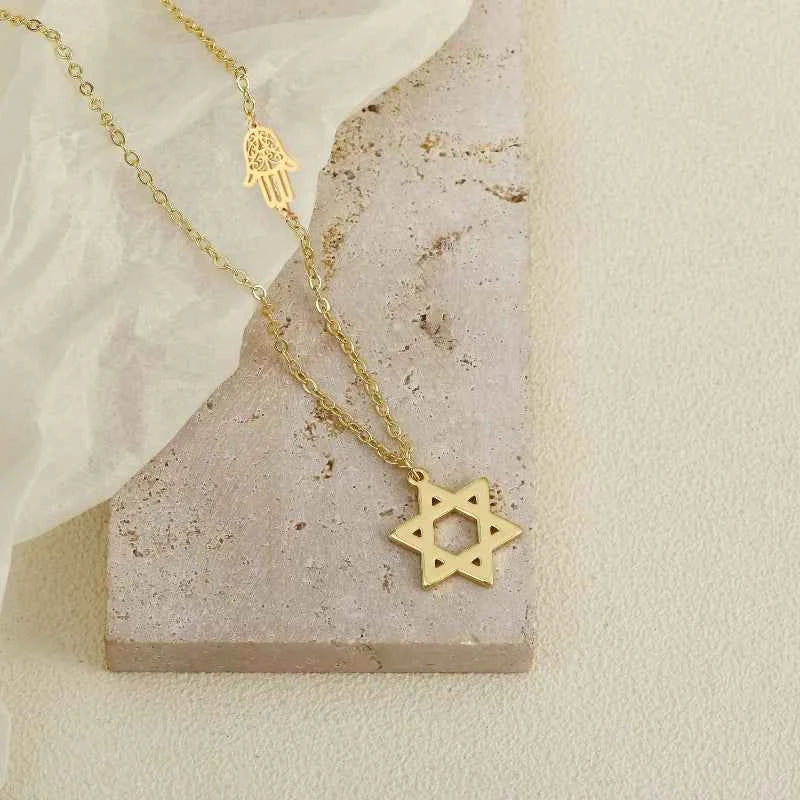 Personalized Star of David Hamsa Necklace for Women Men Gold Color Magen David Religious Jewish Star Jewelry Gifts