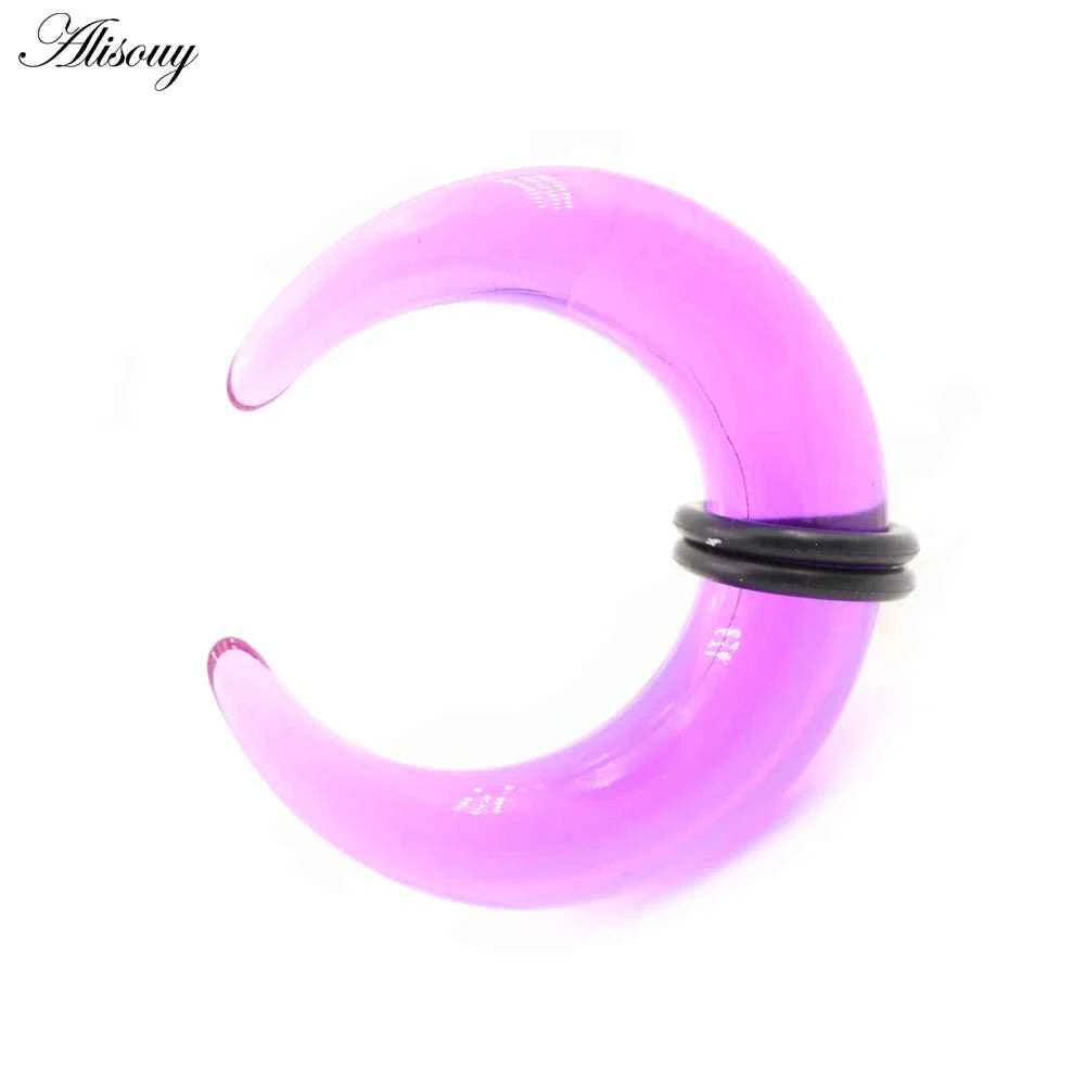 2pcs Acrylic C Sahpe Buffalo Horn Ear Pincher Septum Rings Piercing Black Ear Taper Stretcher Expander Body Jewelry 1.6mm-16mm