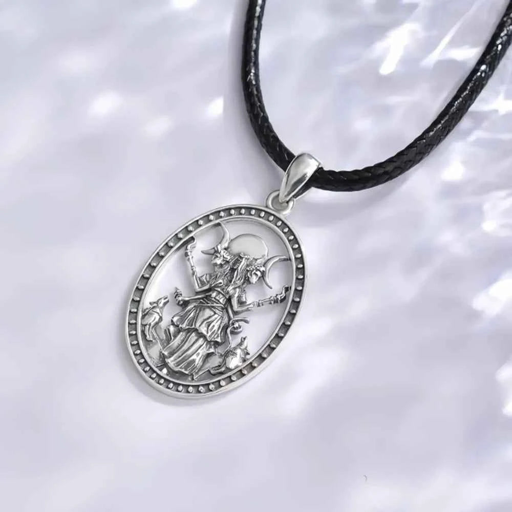Triple Moon Goddess Hecate Pendant Neck Chain