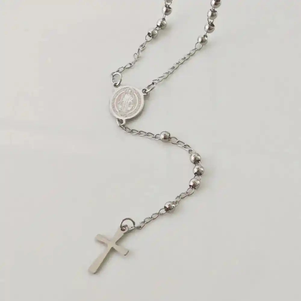 Rosary Necklace, Iron Bead Rosary Necklace - Pedlar's Attic