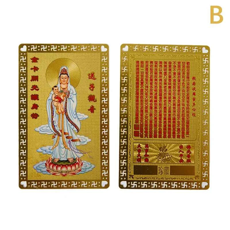 Collection Tibetan Buddhism Exquisite Copper Card Amulet Thangka Fortune Card Buddha Safe And Good Luck Card Gift