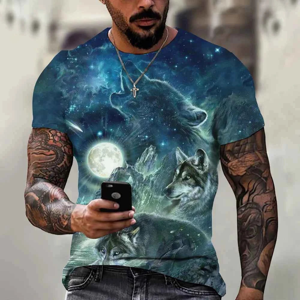 3D Wolf Print Harajuku Men's T-shirts 4