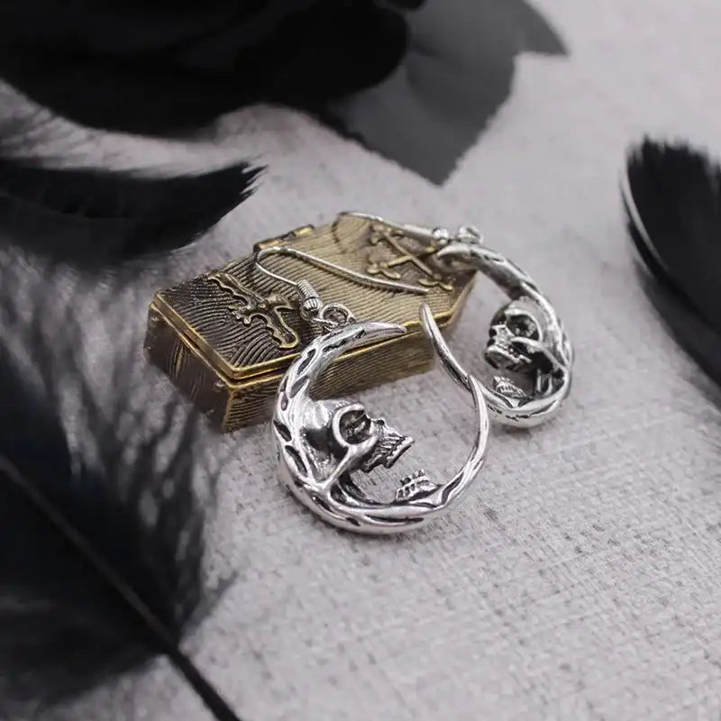 What the Moon Keeps — Skull Dangle Earrings