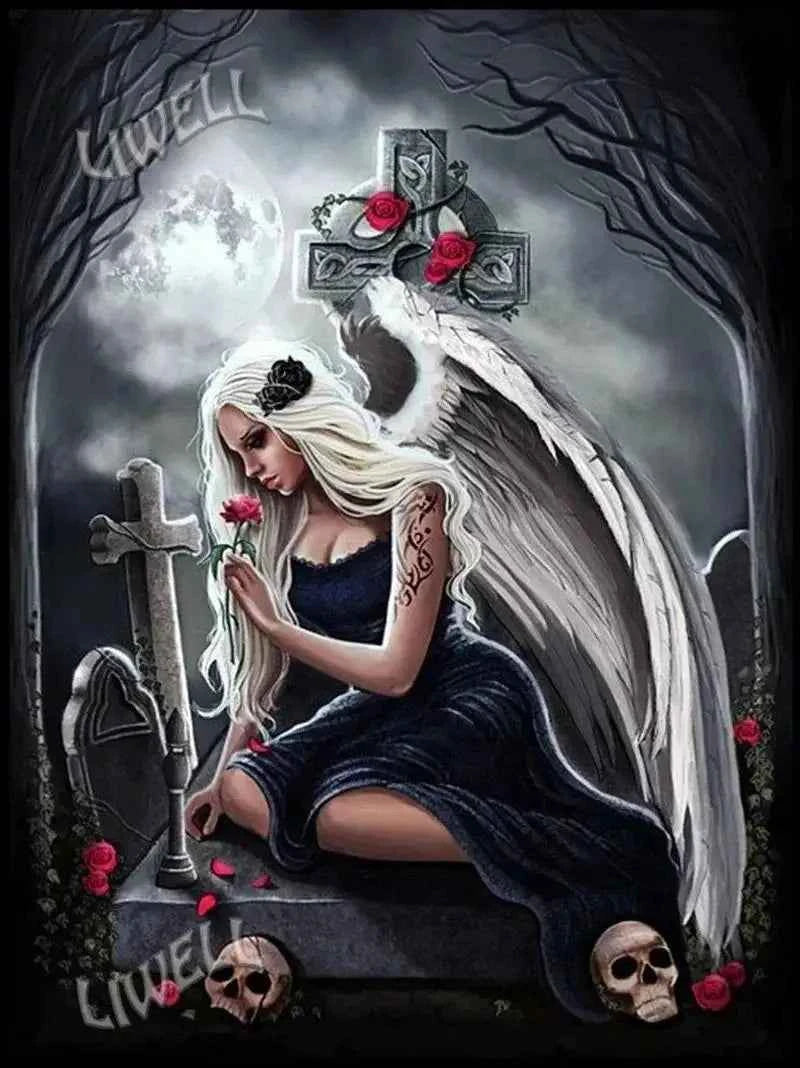 Victoria Style Skull Banquet Fallen Angels Dark Fantasy Art