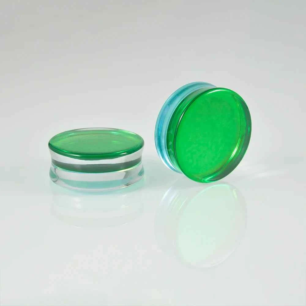 1PC Natural Glass Double Flared Ear Plugs Ear Tunnel Gauge