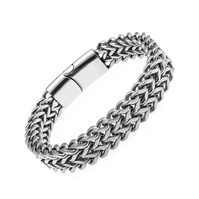 Stainless Steel Nordic Double Wolf Head Bracelet