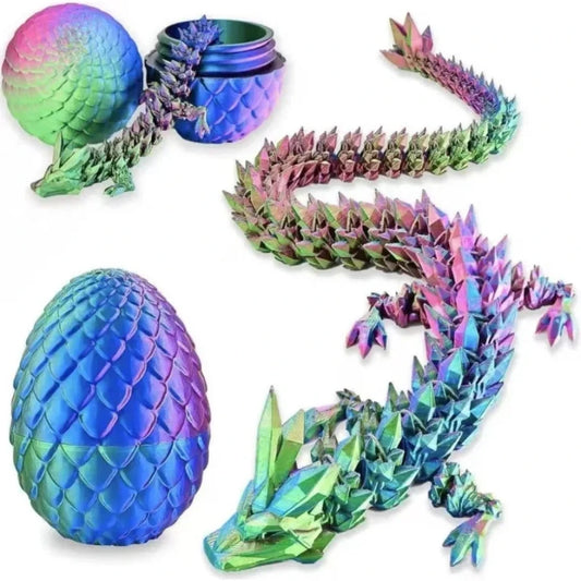 13cm high 3D Printed Dragon Egg with 30cm Dragon Full Articulated Dragon Modle Movable Rotatable Articulated Desktop Ornament