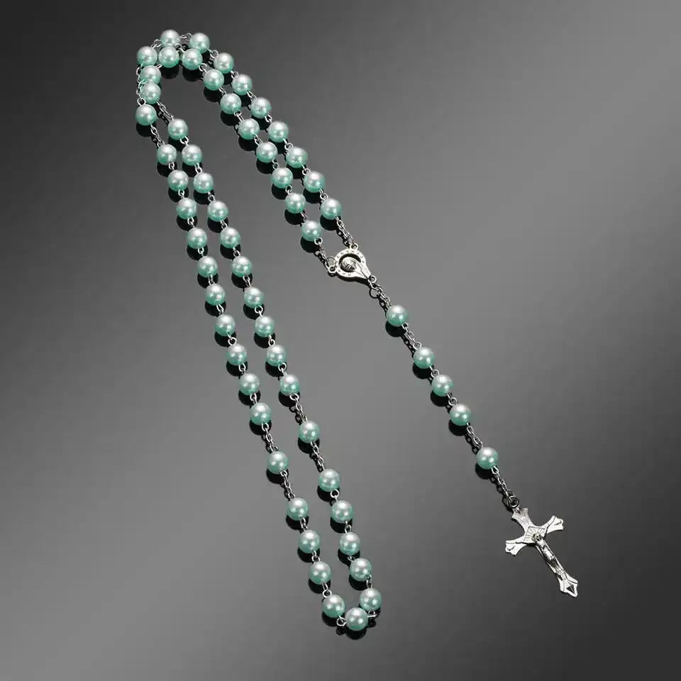The Sacred Thread — Vintage Rosary Bead Cross Necklace