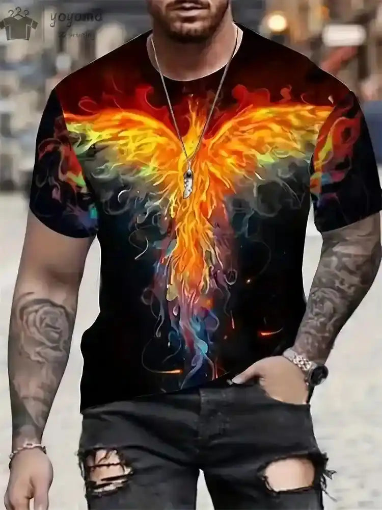 Fire & Scales – Dragon & Phoenix 3D Print Unisex Tee