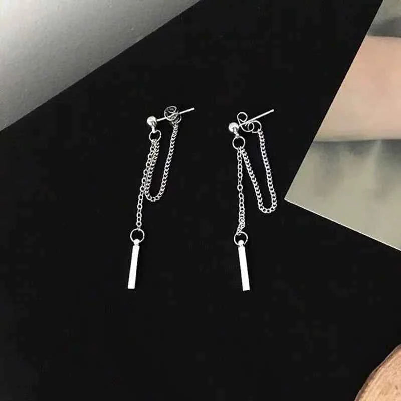 Punk Silver Gothic Cross Drop Earrings - Long Tassel Design for Bold Style | Unisex Jewelry Gift - Pedlar's Attic