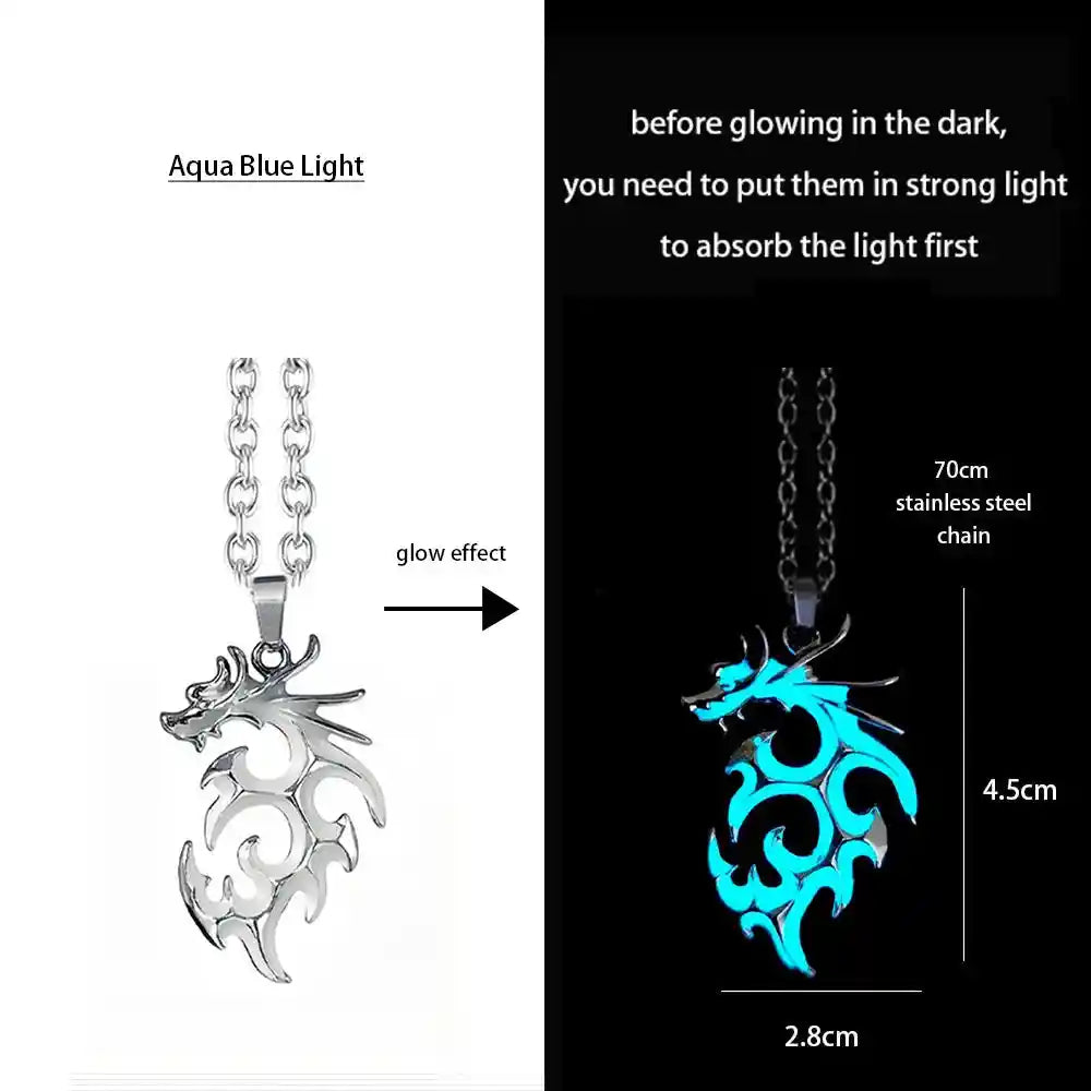 Luminous Alloy Dragon Pendant Glowing Necklace - Pedlar's Attic