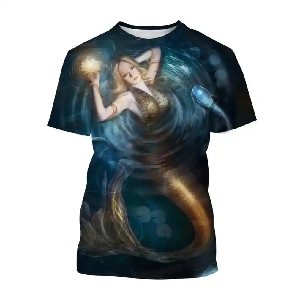 Siren's Call — 3D Mermaid & Ocean Print Tee