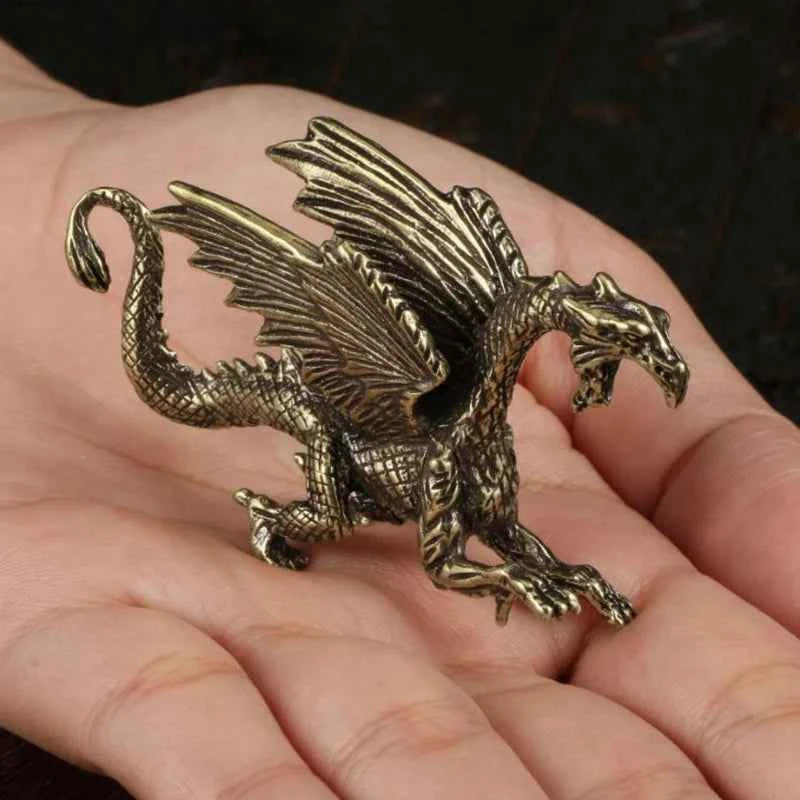 Brass Dragon Small Statue Desktop Ornament