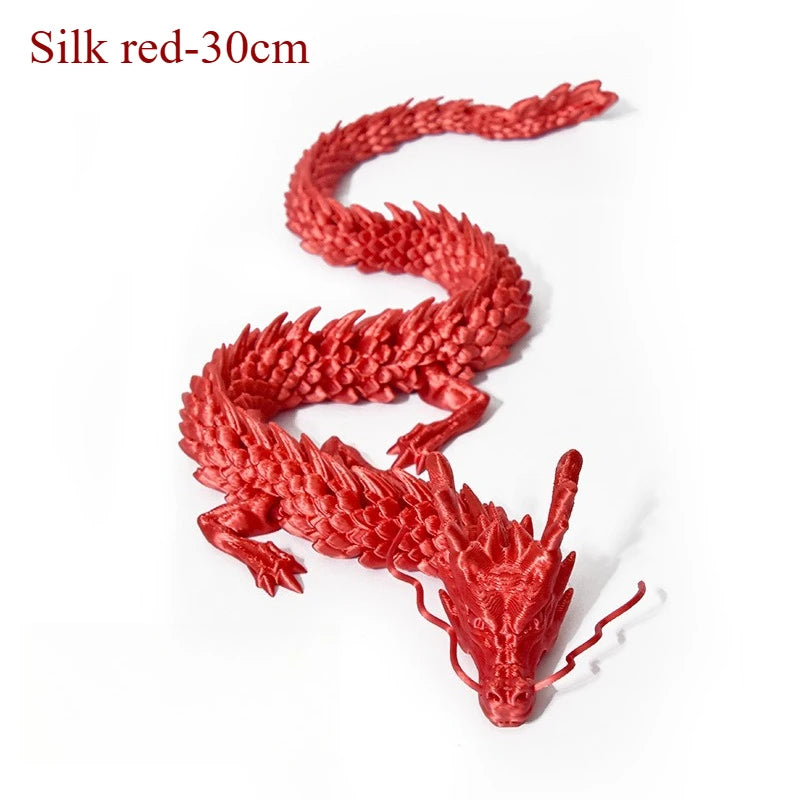 3D Printed Conjoined Dragon Ornaments, Movable Cartoon Creative Dragon Plants Toys Fish Tank Landscaping Decoration 30cm