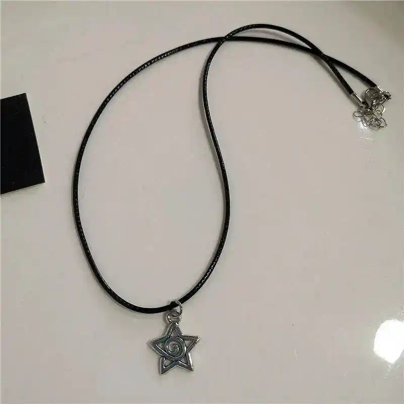 Black Star Cross, Red Heart Pendant, Ghost Claw Choker, Chain Necklace, Goth Vintage Grunge EMO Accessories - Pedlar's Attic