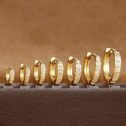 1Pair Stainless Steel Huggie Minimal Hoop Earrings Little Crystal Zirconia Thin Helix Tragus Cartilage Earrings Piercing Jewelry - Pedlar's Attic