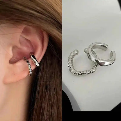 Punk Chic Geometric Ear Cuff - Non-Piercing Metal Clip-On Earrings for a Bold Fashion Statement - Pedlar's Attic