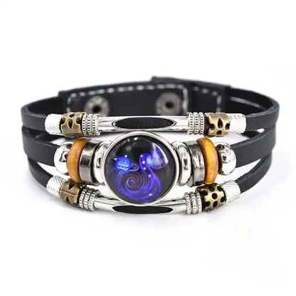 Zodiac Constellation Luminous Leather Bracelet — All 12 Signs