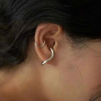 Punk Chic Geometric Ear Cuff - Non-Piercing Metal Clip-On Earrings for a Bold Fashion Statement - Pedlar's Attic