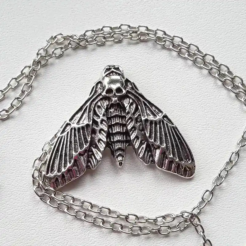 The Duskwing Pendant – Gothic Skull Moth Necklace