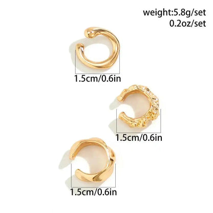 Bold & Beautiful Chunky Metal Clip Earrings Set - 3 Geometric Ear Cuffs for Trendy Women & Girls, Perfect for Y2K Style - Pedlar's Attic