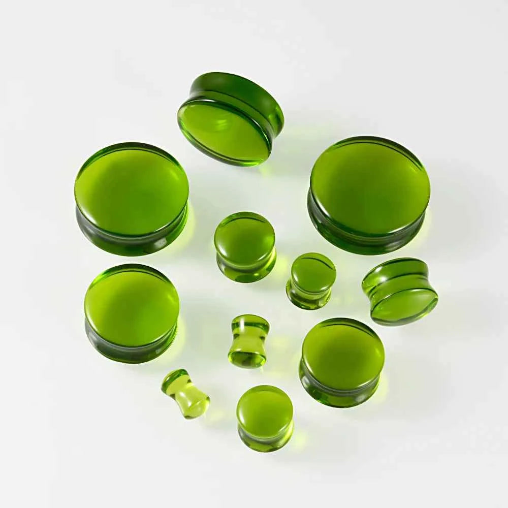 2PCS Fashin Waist Drum Green/Red Glass Ear Tunnel&Plugs Round Night Light Solid Ear Expander Strengthed Ear Weight Body Jewelry - Pedlar's Attic