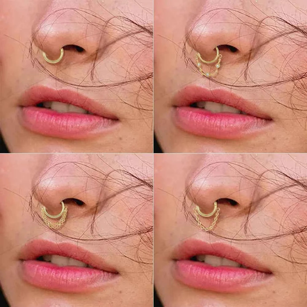 Titanium Steel Circle Pendant Ear Tassel