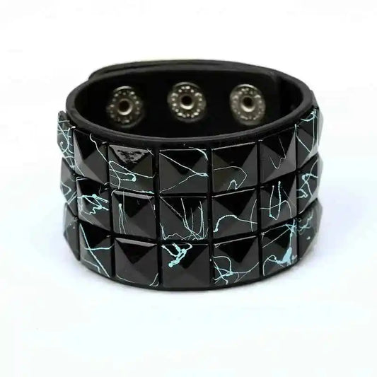 European and American New Punk Style Multi-Color Square Stud Leather Bracelet - Pedlar's Attic