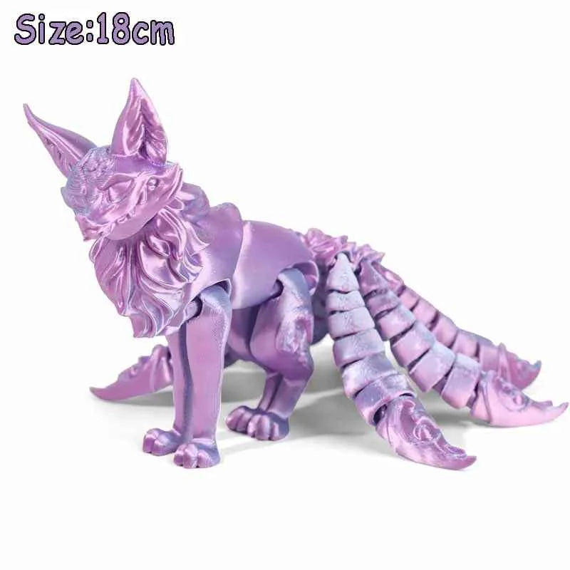 3D Printed Animals Toy Multi-joint Movable Dinosaur Snake Fidget Toy Adults Autism Stress Relief Toys Desktable Decor Kids Gift