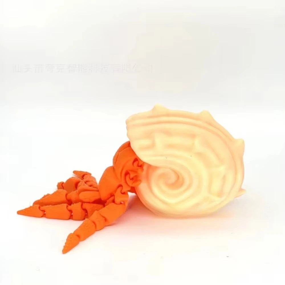 3D Printed Hermit Crab Figurine - Articulated Poseable Decor, Artistic Home & Desk Decoration, Unique Gift for Ocean Lovers